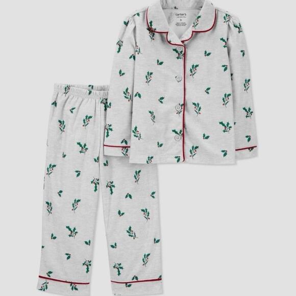 Carter's Just One You Toddler Girls' 2pc Holiday Floral Pajama Set - Gray 3T - Picture 1 of 4